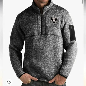 Antigua Raiders men’s heathered black and gray 1/4 zip fleece